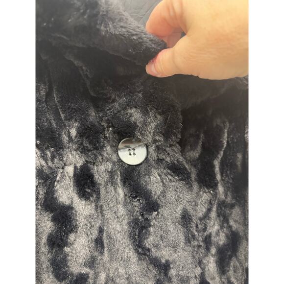 Black Short Faux-Fur Jacket - Made in Italy, No Brand Vintage Style Women’s L - Picture 5 of 8